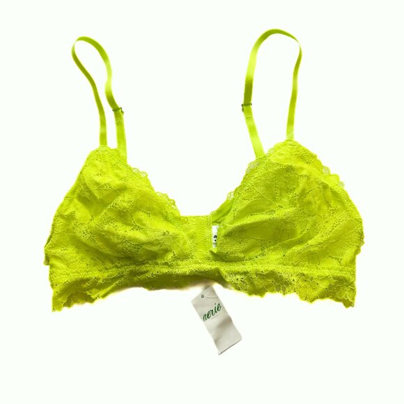 NWT Aerie Triangle Lace Bralette Bra Wireless Strappy Neon Size Small S NEW - Picture 1 of 8